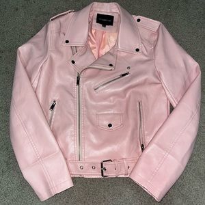 Faux Leather Jacket with Belt